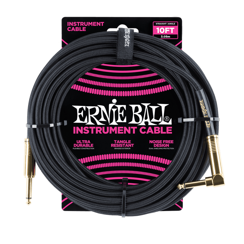 Ernie Ball 10ft Braided Str/Angle Black